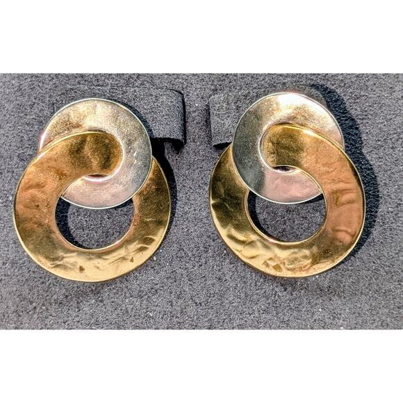 Marjorie Baer SF Two Tone Mixed Metal Intertwining Loop Post Earrings - Picture 1 of 7
